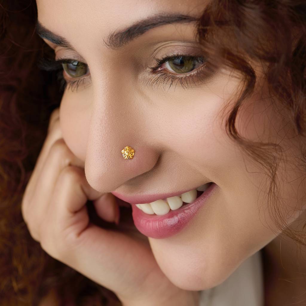 Yuvora 18K Yellow Gold Aurea Starlet Nose Pin For Women | Screw Back Closure | Bis Hallmarked | Pure Gol : PCNP1087-DC-18YG-IS
