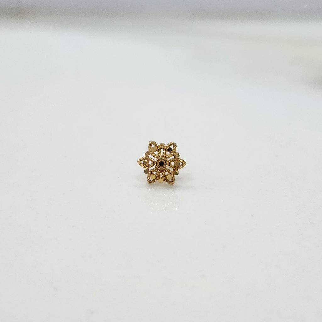 Yuvora 18K Yellow Gold Hexa Noir Nose Pin For Women | Screw Back Closure | Bis Hallmarked | Pure Gold No : PCNP1088-DC-18YG-IS