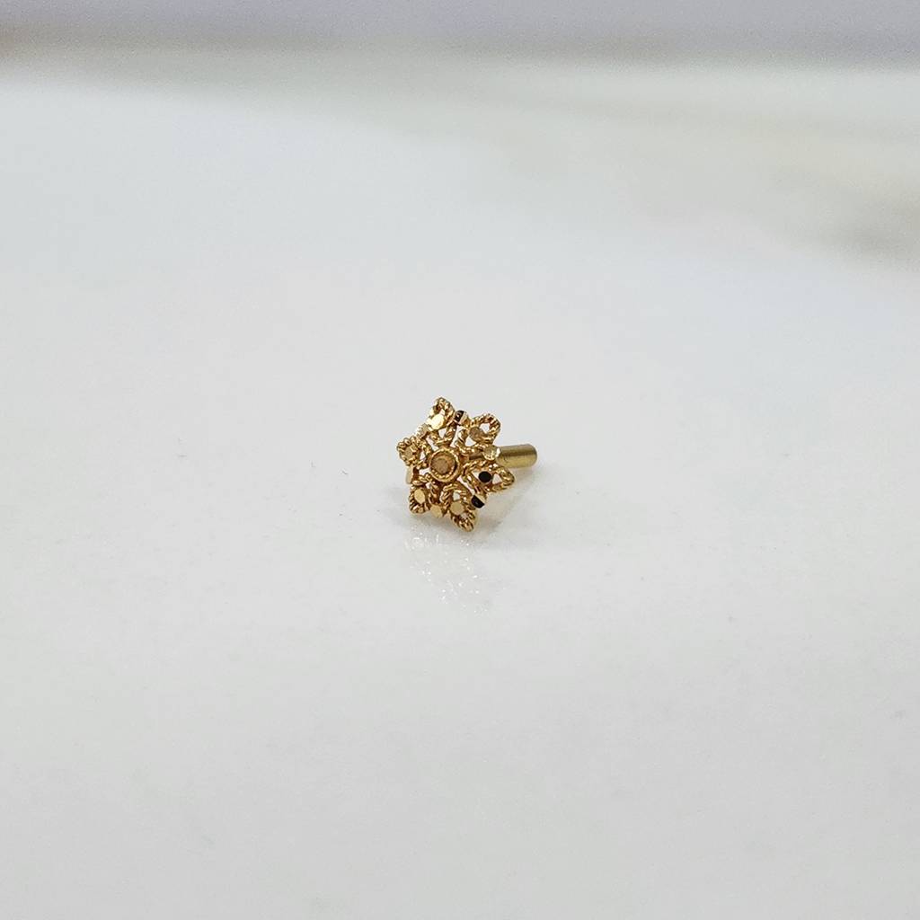 Yuvora 18K Yellow Gold Hexa Noir Nose Pin For Women | Screw Back Closure | Bis Hallmarked | Pure Gold No : PCNP1088-DC-18YG-IS