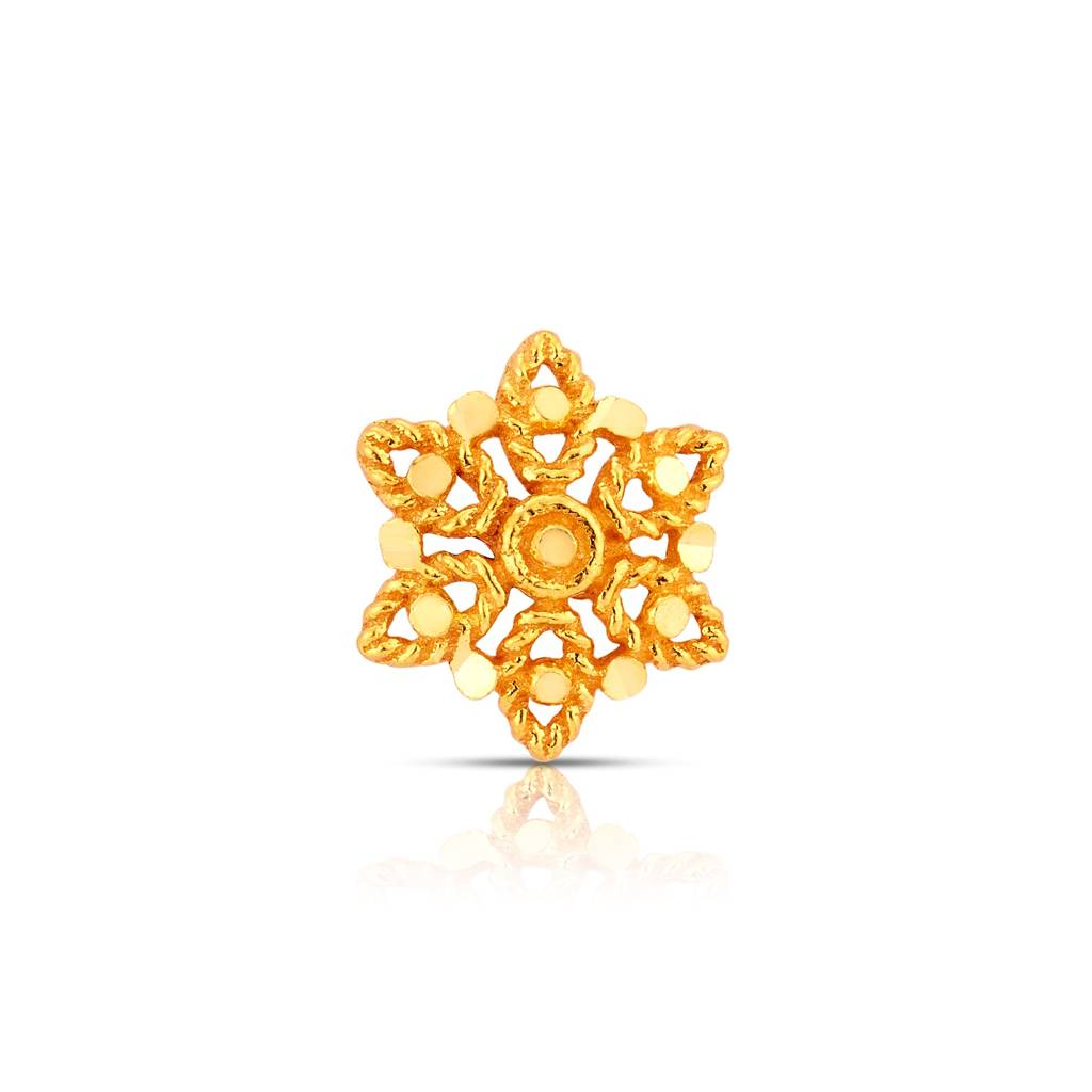 Yuvora 18K Yellow Gold Hexa Noir Nose Pin For Women | Screw Back Closure | Bis Hallmarked | Pure Gold No : PCNP1088-DC-18YG-IS