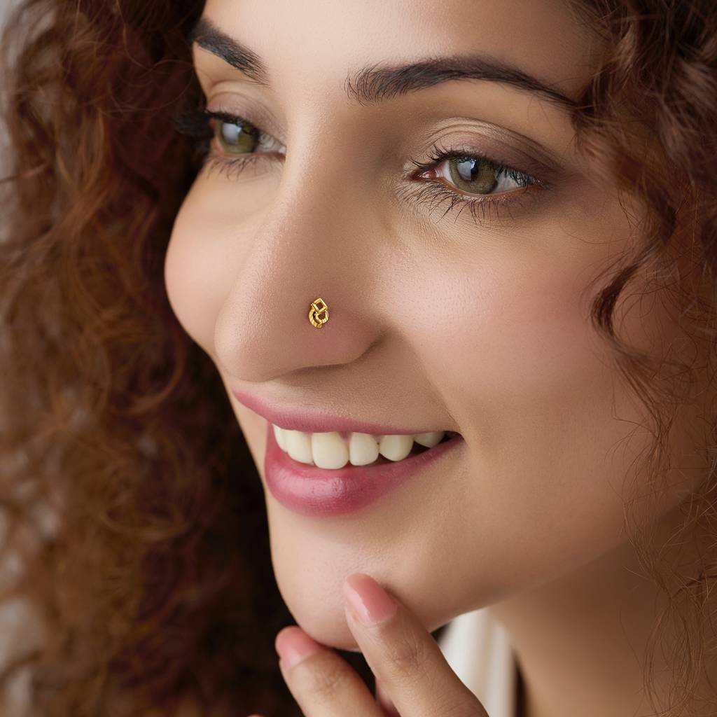 Yuvora 18K Yellow Gold Urban Prism Nose Pin For Women | Screw Back Closure | Bis Hallmarked | Pure Gold  : PCNP1095-DC-18YG-IS