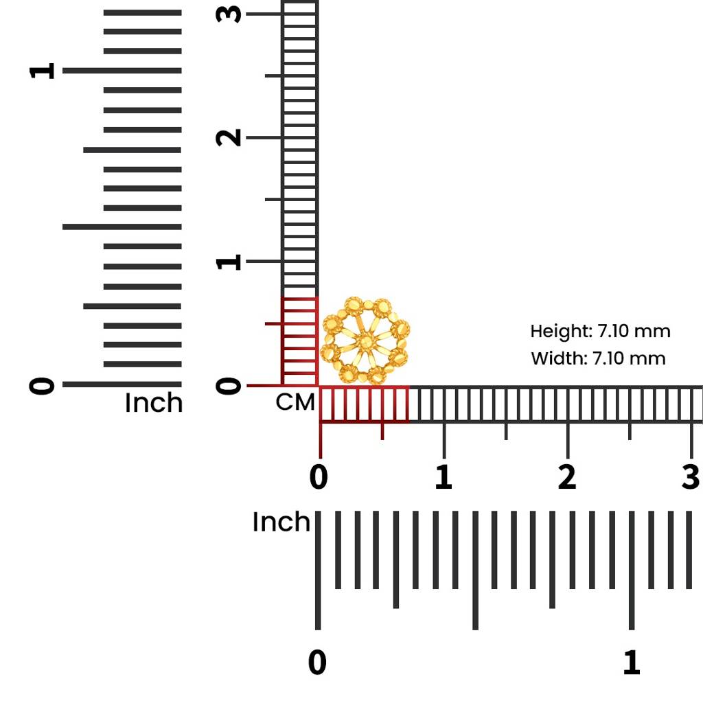 Yuvora 18K Yellow Gold Radiant Halo Nose Pin For Women | Screw Back Closure | Bis Hallmarked | Pure Gold : PCNP1097-DC-18YG-IS