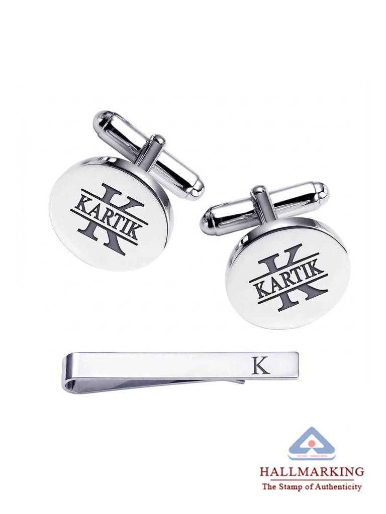 Personalized Designer Cufflinks & Tie Clip Set : PCUFFSET01SL