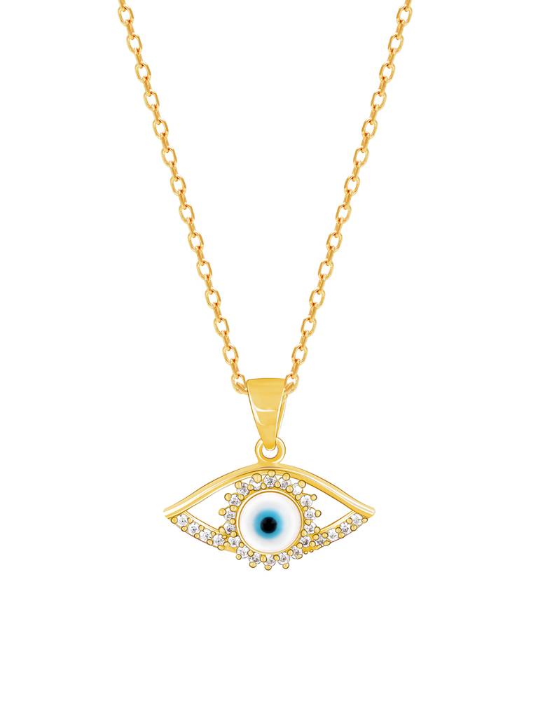 GIVA 925 Sterling Silver Golden Evil Eye Pendant with Link Chain