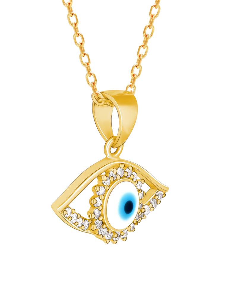 GIVA 925 Sterling Silver Golden Evil Eye Pendant with Link Chain