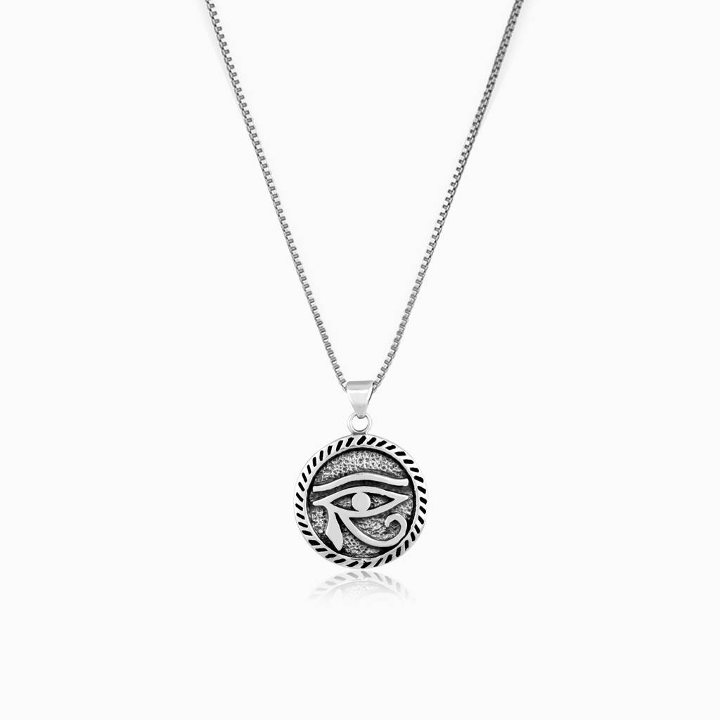 925 Oxidised Silver All-Seeing Eye Pendant With Box Chain For Him| Gifts For Men And Boys | With Certificate Of Auth : PD02046