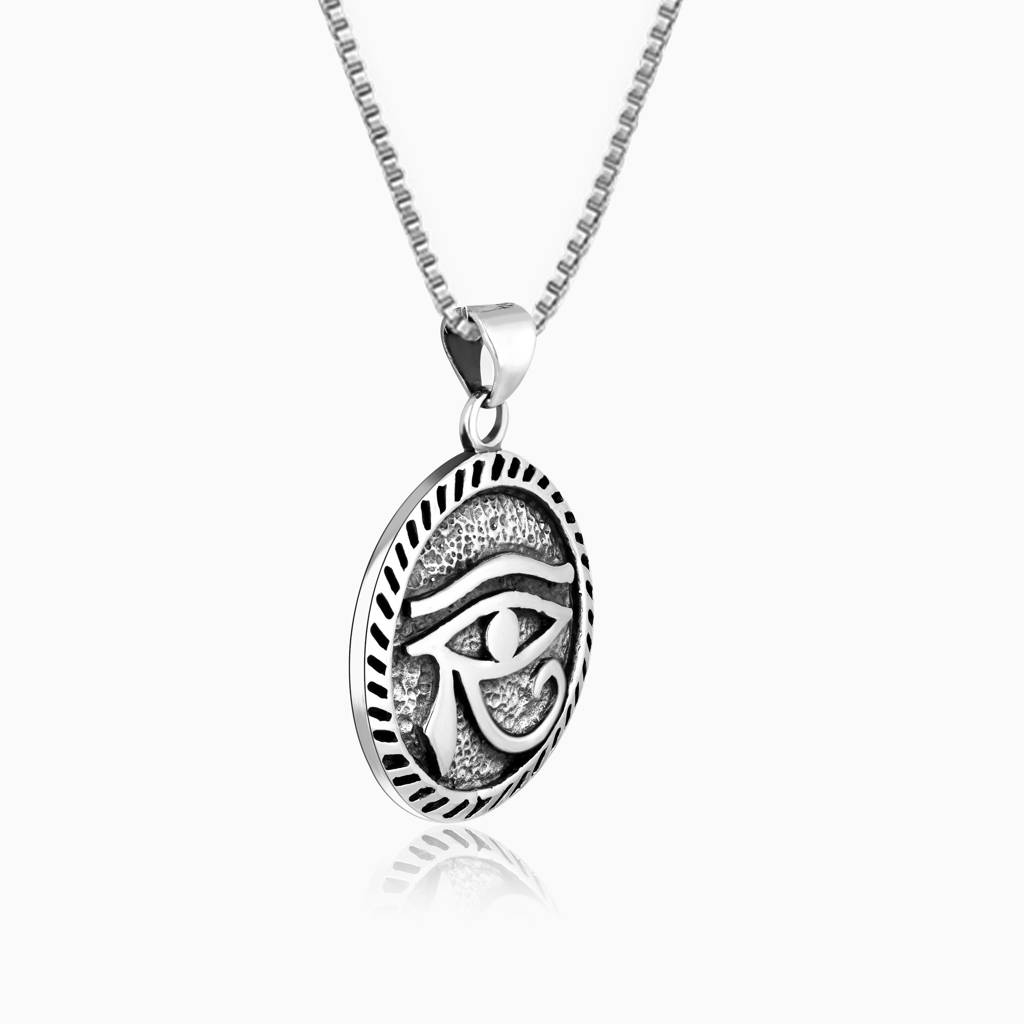 925 Oxidised Silver All-Seeing Eye Pendant With Box Chain For Him| Gifts For Men And Boys | With Certificate Of Auth : PD02046