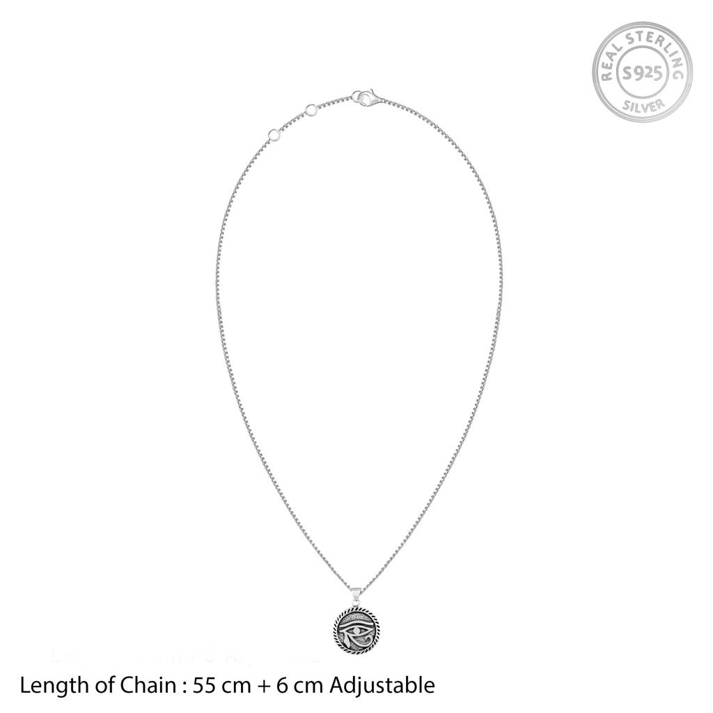 925 Oxidised Silver All-Seeing Eye Pendant With Box Chain For Him| Gifts For Men And Boys | With Certificate Of Auth : PD02046