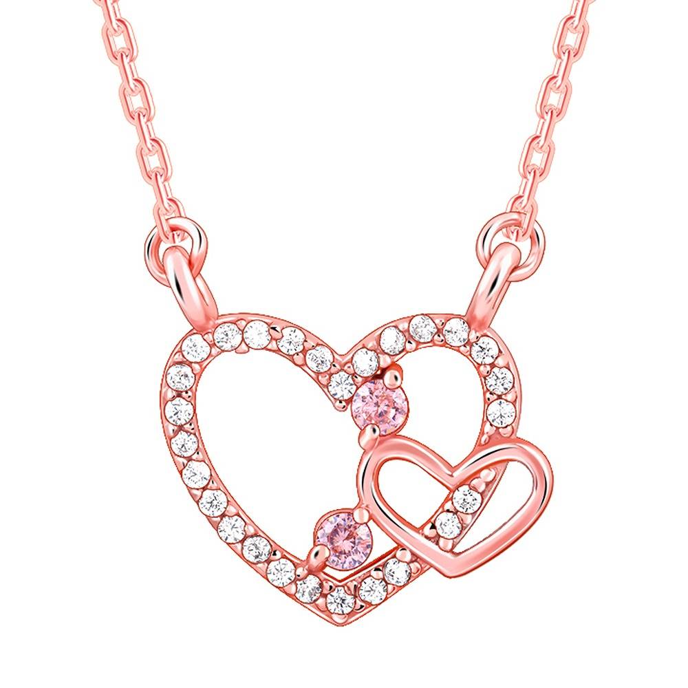 Giva 925 Silver Rose Gold Double The Love Necklace| Pendant To Gift Women & Girls | With Certificate Of Authenticity : PD02673
