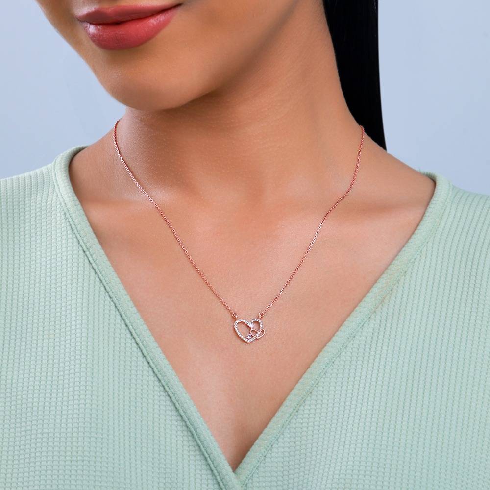 Giva 925 Silver Rose Gold Double The Love Necklace| Pendant To Gift Women & Girls | With Certificate Of Authenticity : PD02673