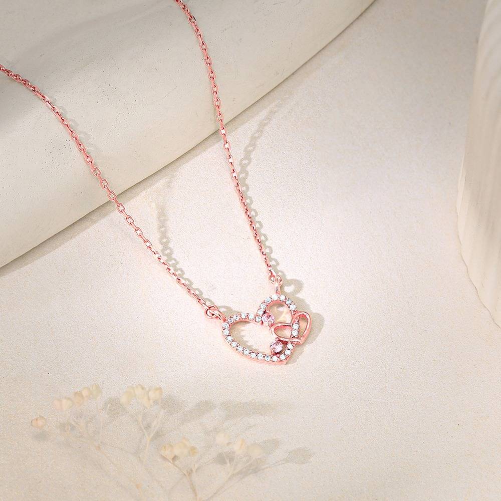 Giva 925 Silver Rose Gold Double The Love Necklace| Pendant To Gift Women & Girls | With Certificate Of Authenticity : PD02673