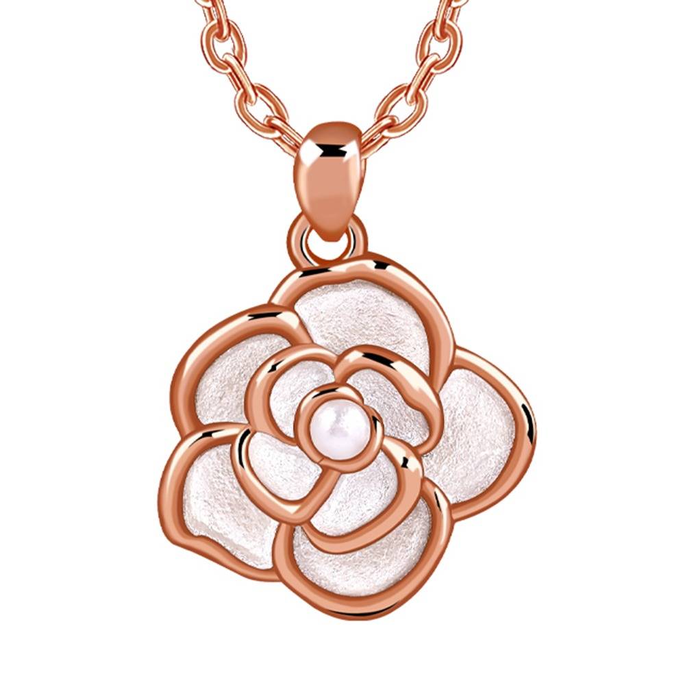 925 Silver Rose Gold Roselina Pendant With Link Chain|Pendant To Gift Women & Girls | With Certificate Of Authentici : PD03106