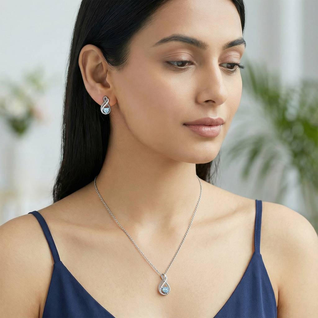 925 Silver Sea Of Love Set| Gifts For Women And Girls | With Certificate Of Authenticity And 925 Stamp | 6 Mo : PD03148ER03336