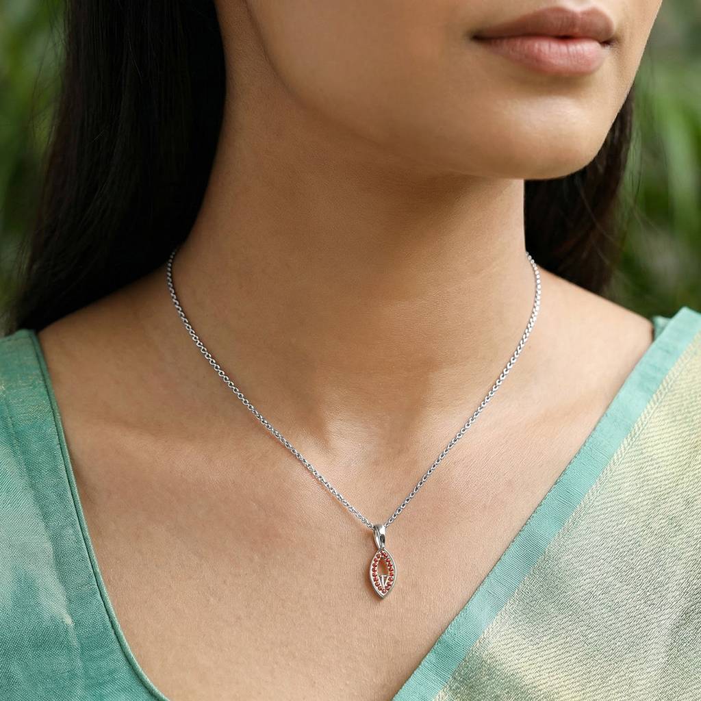 925 Silver Anahita Pendant With Link Chain|Necklace To Gift Women & Girls | With Certificate Of Authenticity And 925 : PD03193