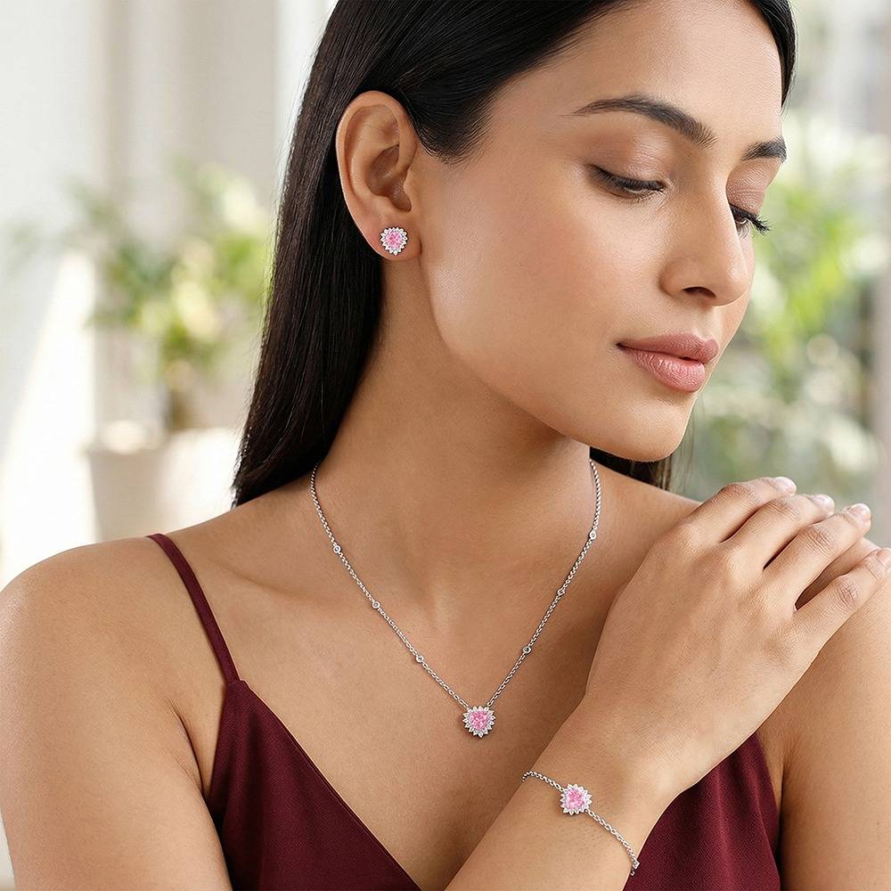 925 Silver Heart Of Light Set Of 4| Gifts For Women And Girls : PD03204ER03451BR01463