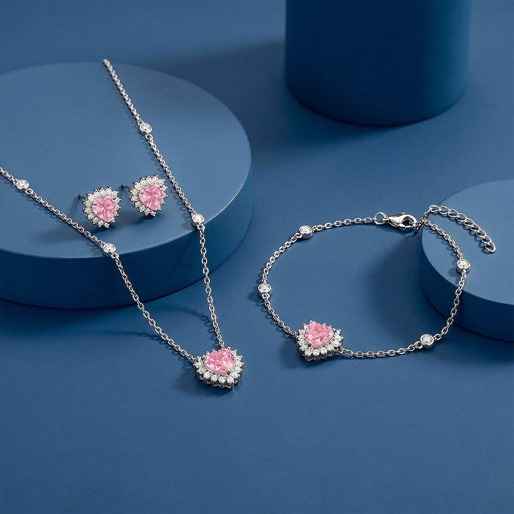 アクセサリー Pure silver set ring and necklace 925 Siller 925 Pure Silver Necklace & Earrings, Ring Combo Set
