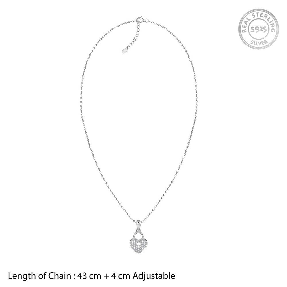 925 Silver Lovely Key Pendant With Link Chain|Necklace To Gift Women & Girls | With Certificate Of Authenticity And  : PD03208