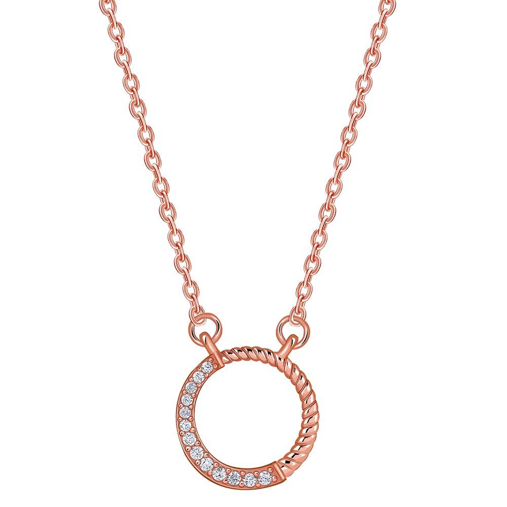 925 Silver Rose Gold Gleaming Circle Necklace|Pendant To Gift Women & Girls | With Certificate Of Authenticity And 9 : PD03219