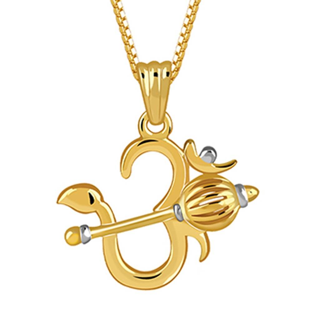 925 Silver Dual Tone Om Gada Silver Pendant With Box Chain For Him|Necklace To Gift Women & Girls|With Certificate O : PD03221