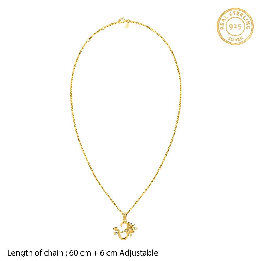 925 Silver Dual Tone Om Gada Silver Pendant With Box Chain For Him|Necklace To Gift Women & Girls|With Certificate O : PD03221