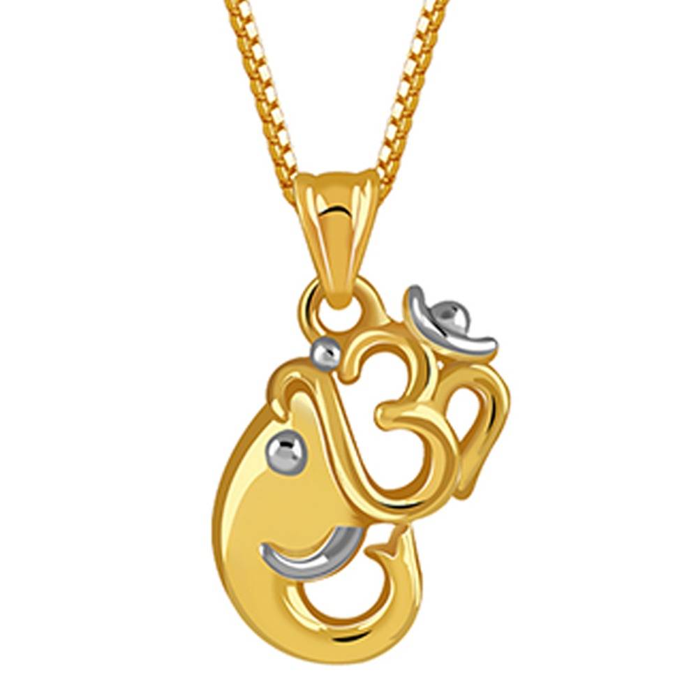 925 Silver Dual Tone Om Ganesh Silver Pendant With Box Chain For Him|Necklace To Gift Women & Girls|With Certificate : PD03223