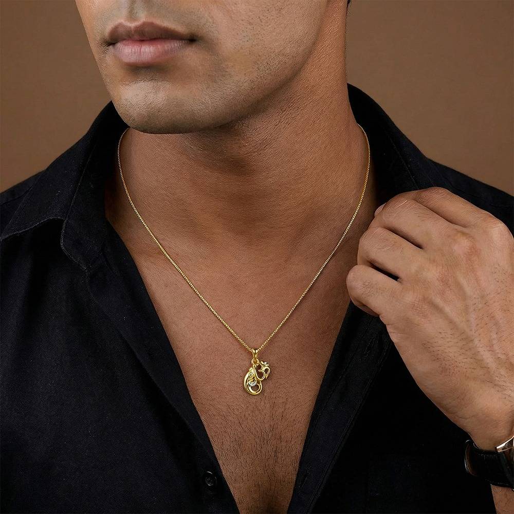 925 Silver Dual Tone Om Ganesh Silver Pendant With Box Chain For Him|Necklace To Gift Women & Girls|With Certificate : PD03223