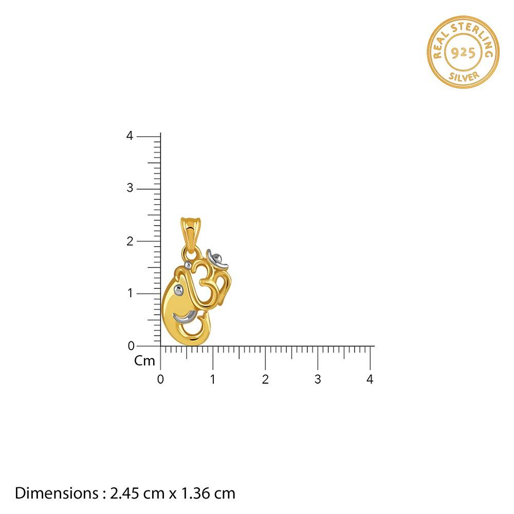 925 Silver Dual Tone Om Ganesh Silver Pendant With Box Chain For Him|Necklace To Gift Women & Girls|With Certificate : PD03223