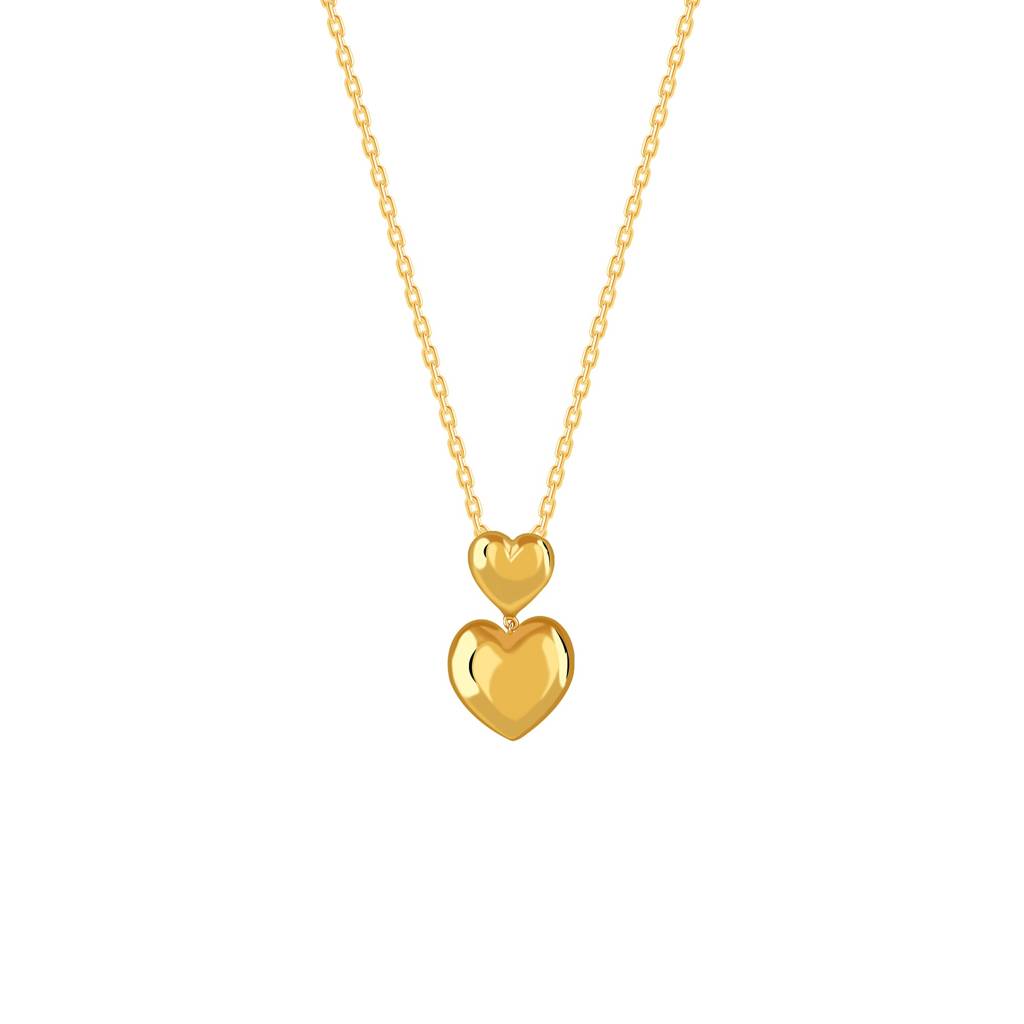 925 Silver Golden Echo Heart Pendant With Link Chain|Necklace To Gift Women & Girls | With Certificate Of Authentici : PD03295