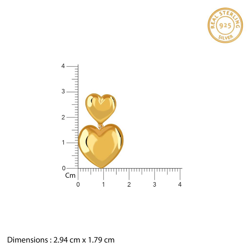 925 Silver Golden Echo Heart Pendant With Link Chain|Necklace To Gift Women & Girls | With Certificate Of Authentici : PD03295