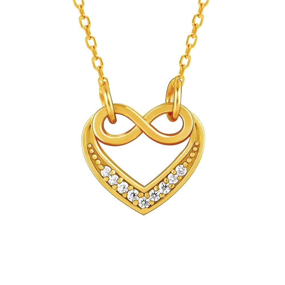 925 Silver Golden Infinite Love In Heart Necklace|Pendant To Gift Women & Girls : PD03311
