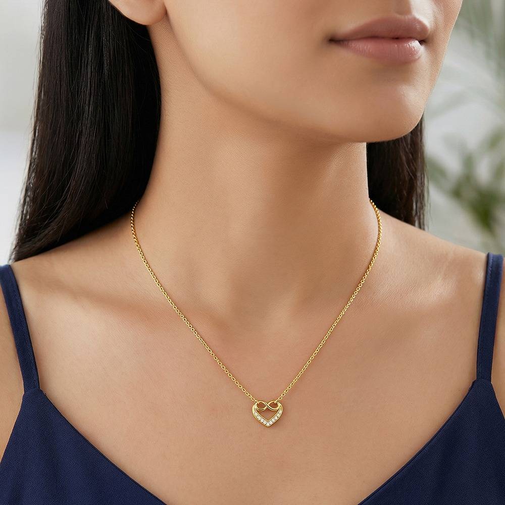 925 Silver Golden Infinite Love In Heart Necklace|Pendant To Gift Women & Girls : PD03311