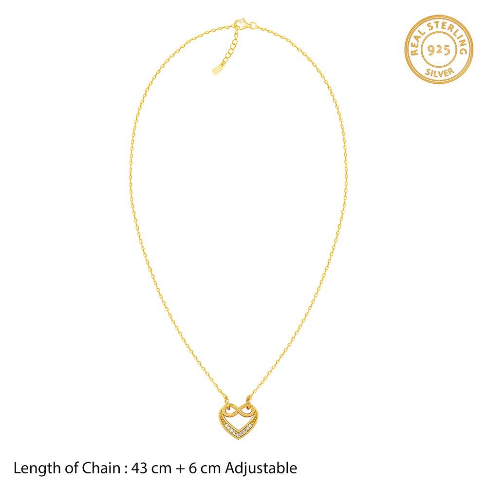 925 Silver Golden Infinite Love In Heart Necklace|Pendant To Gift Women & Girls : PD03311
