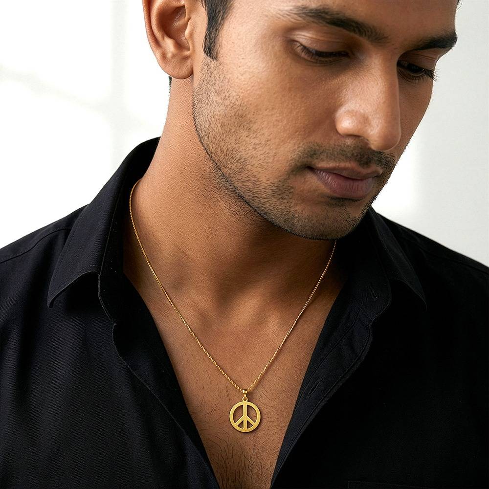 925 Silver Golden Heavenly Peace Pendant With Box Chain For Him|Necklace To Gift Women & Girls|With Certificate Of A : PD03313