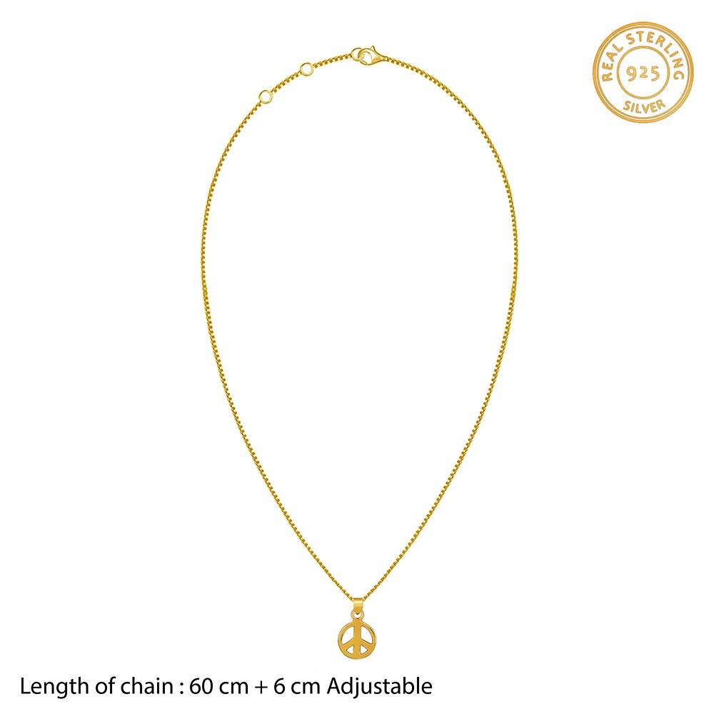925 Silver Golden Heavenly Peace Pendant With Box Chain For Him|Necklace To Gift Women & Girls|With Certificate Of A : PD03313
