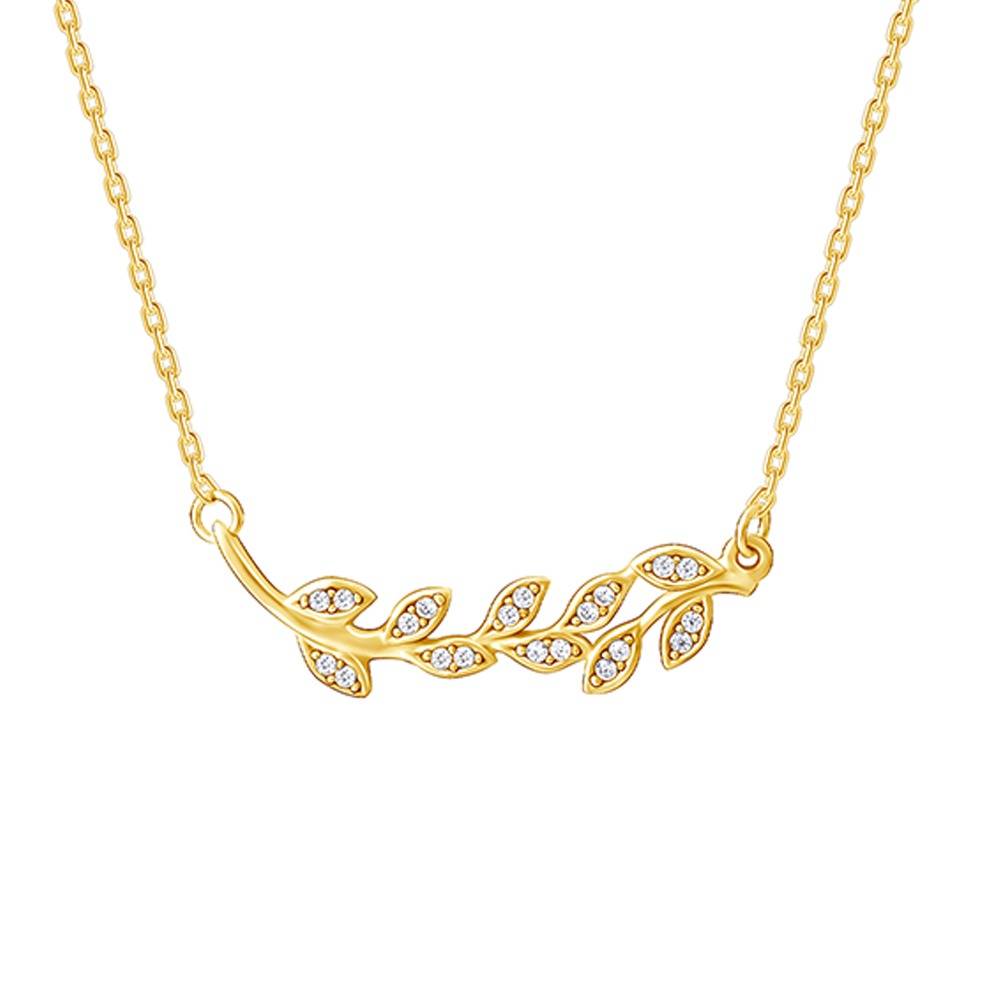 925 Silver Golden Leaf Necklace|Pendant To Gift Women & Girls : PD03316