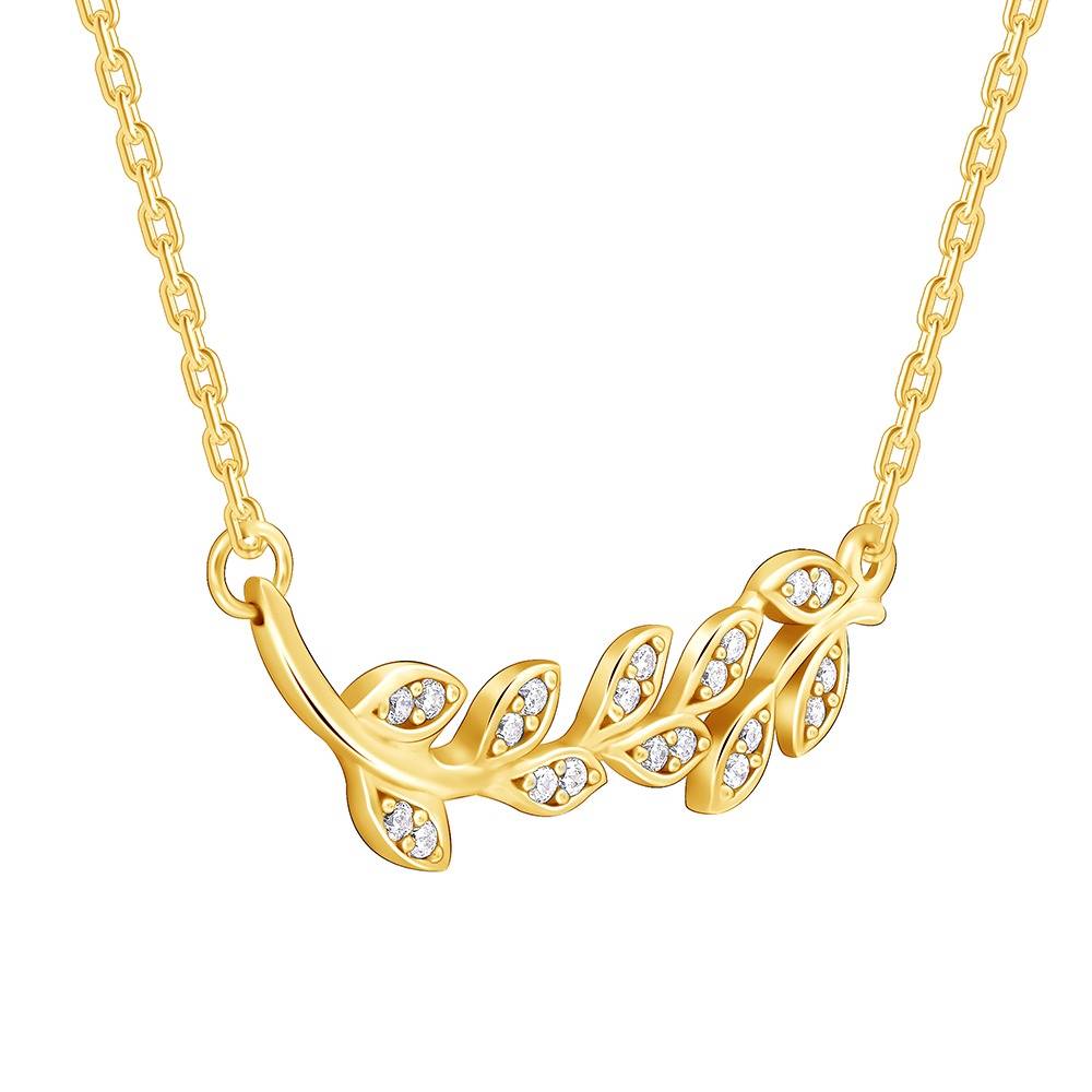925 Silver Golden Leaf Necklace|Pendant To Gift Women & Girls : PD03316