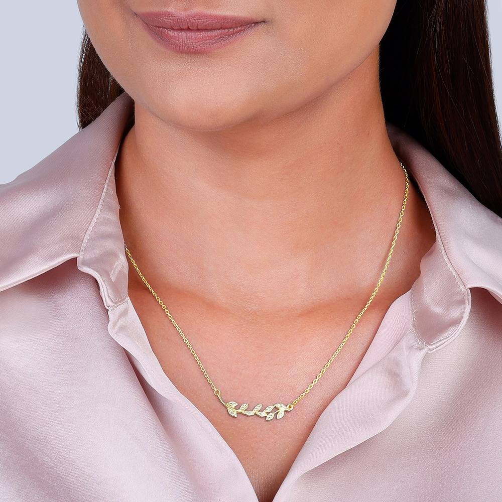 925 Silver Golden Leaf Necklace|Pendant To Gift Women & Girls : PD03316