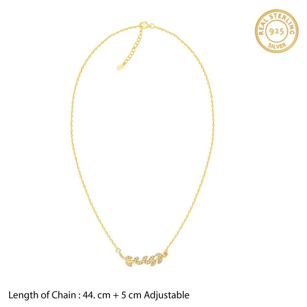 925 Silver Golden Leaf Necklace|Pendant To Gift Women & Girls : PD03316