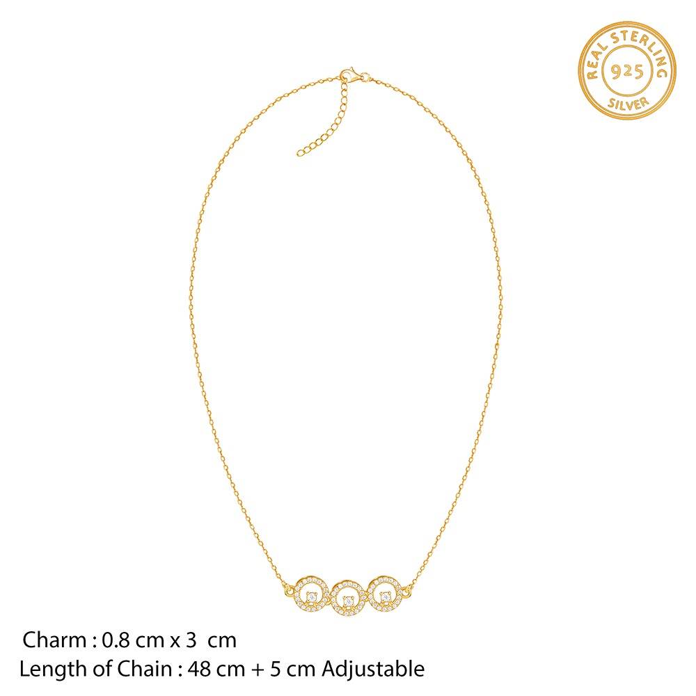 925 Silver Golden Circular Grace Necklace|Pendant To Gift Women & Girls : PD03317
