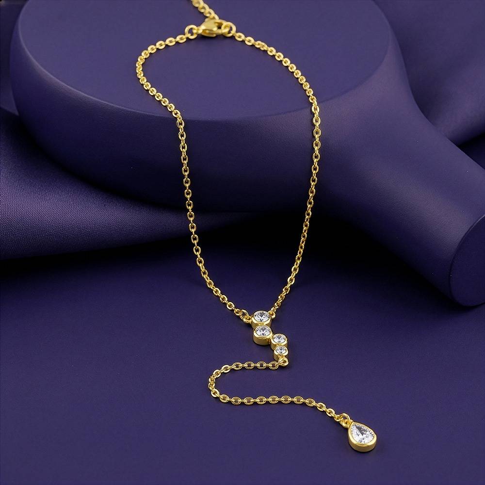 ZALKARI Silver Deer Theme Round Blue Sapphire Necklace · Eternz