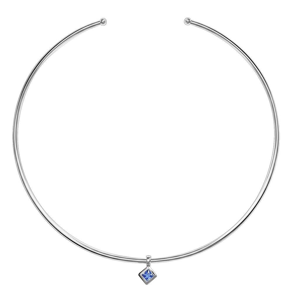 925 Silver Classic Blue Solitaire Hasli Necklace|Pendant To Gift Women & Girls | With Certificate Of Authenticity An : PD03357