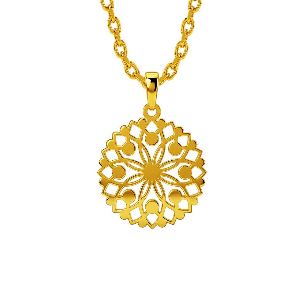 Golden Aura Tangle Pendant With Link Chain|Necklace To Gift Women & Girls | With Certificate Of Authenticity And 925 : PD03729