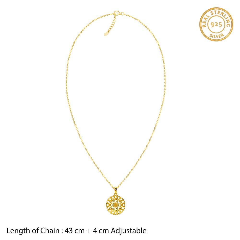 Golden Aura Tangle Pendant With Link Chain|Necklace To Gift Women & Girls | With Certificate Of Authenticity And 925 : PD03729