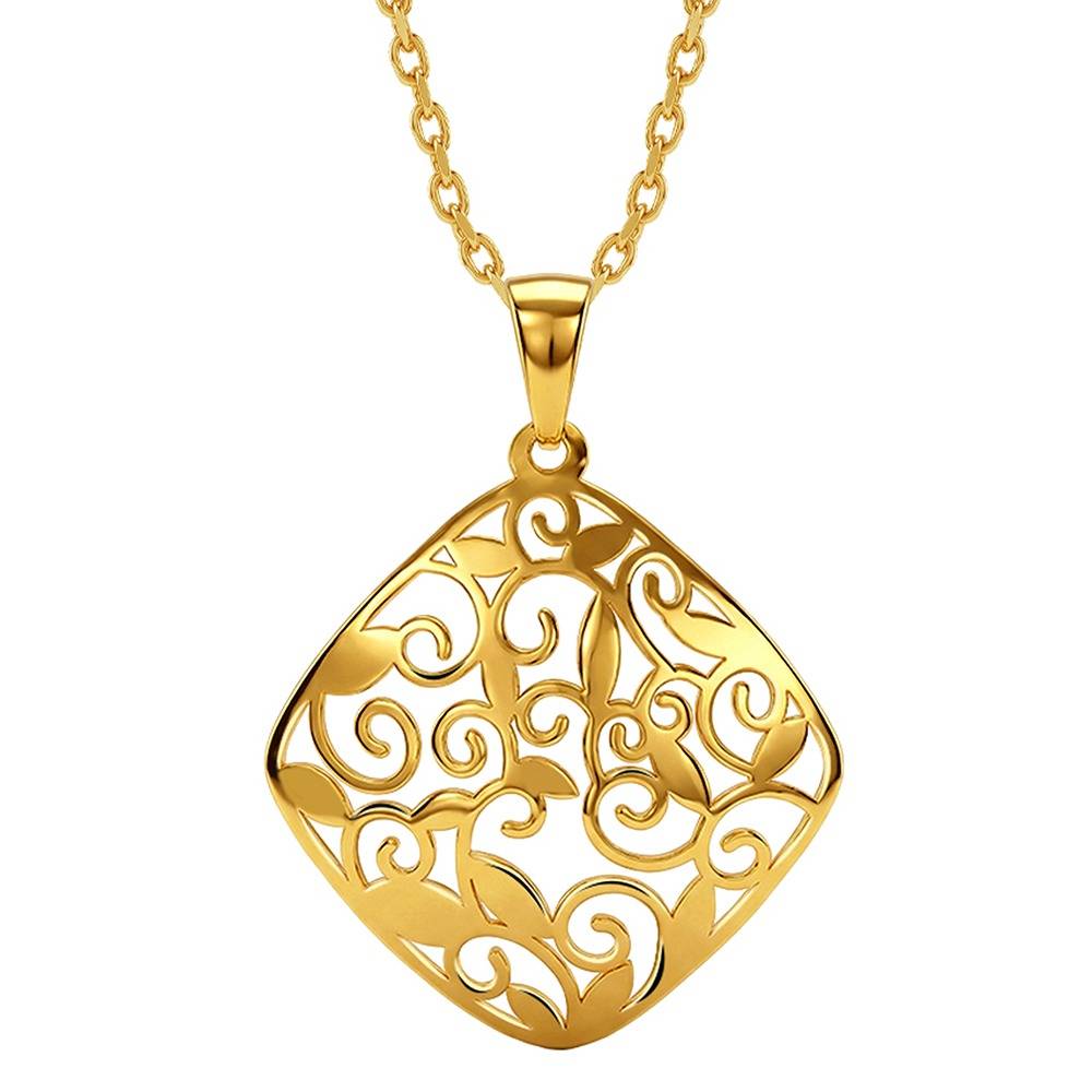 Golden Modern Relic Pendant With Link Chain|Necklace To Gift Women & Girls | With Certificate Of Authenticity And 92 : PD03730
