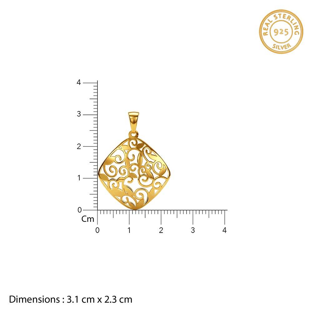 Golden Modern Relic Pendant With Link Chain|Necklace To Gift Women & Girls | With Certificate Of Authenticity And 92 : PD03730