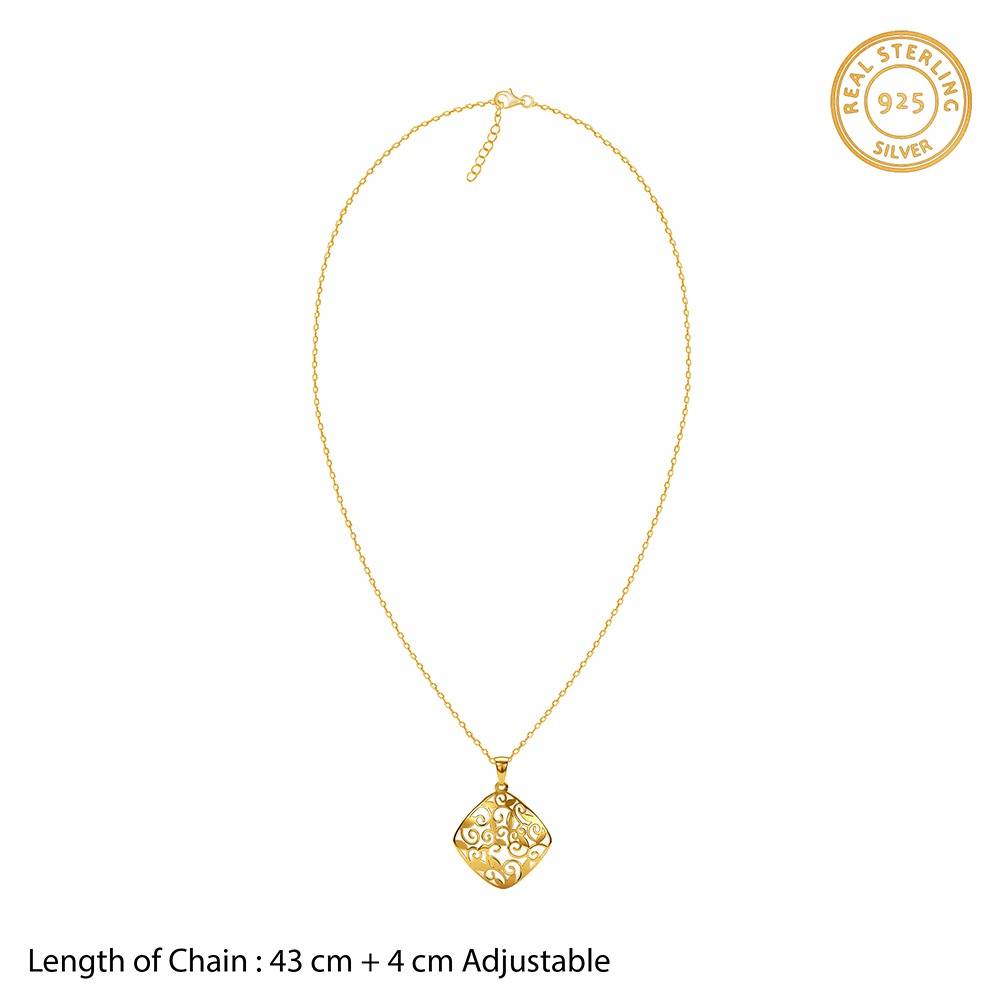 Golden Modern Relic Pendant With Link Chain|Necklace To Gift Women & Girls | With Certificate Of Authenticity And 92 : PD03730