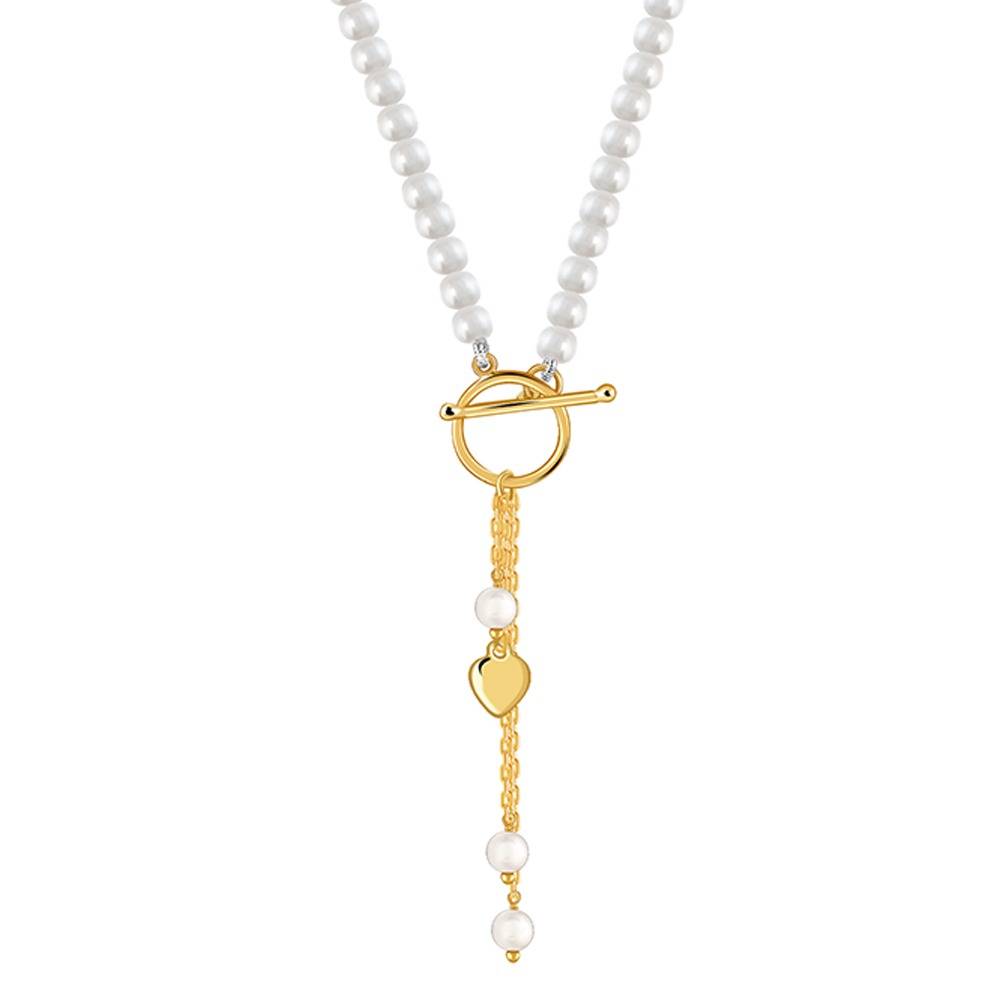 925 Silver Golden Mila Pearl Necklace|Pendant To Gift Women & Girls | With Certificate Of Authenticity And 925 Stamp : PD03843