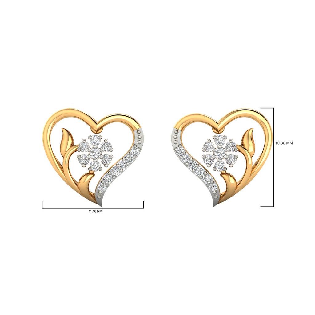 Regal Heart Diamond Earrings : PDE-05777-M