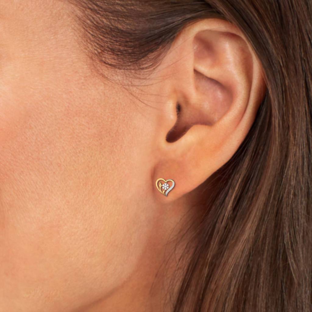 Regal Heart Diamond Earrings : PDE-05777-M
