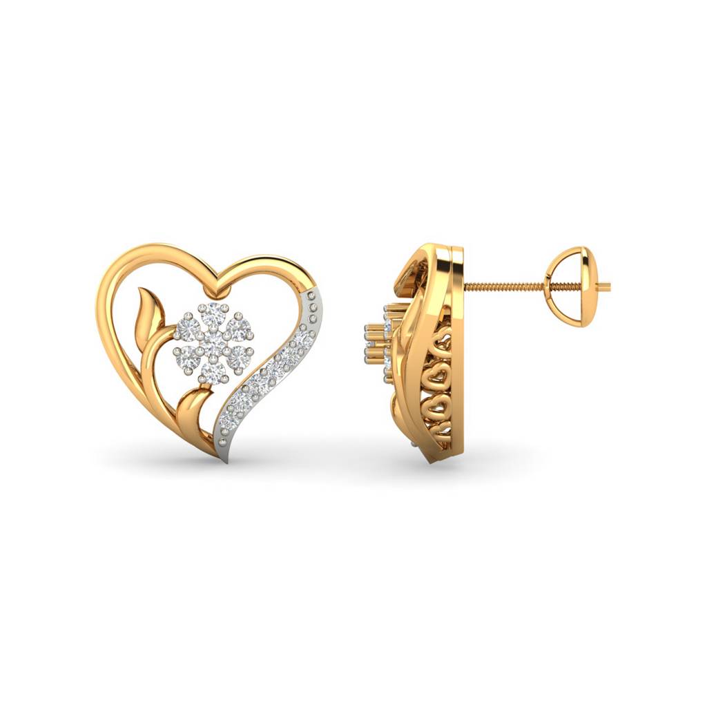 Regal Heart Diamond Earrings : PDE-05777-M